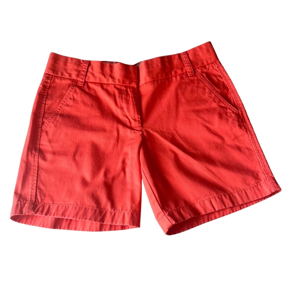 J.Crew Chino Shorts Womens Coral Orange Broken-In‎ 100% Cotton Size 4